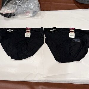 NWT 2 pair Maidenform Smooth Lace Wide Waist Black Hipster Panties Sz L